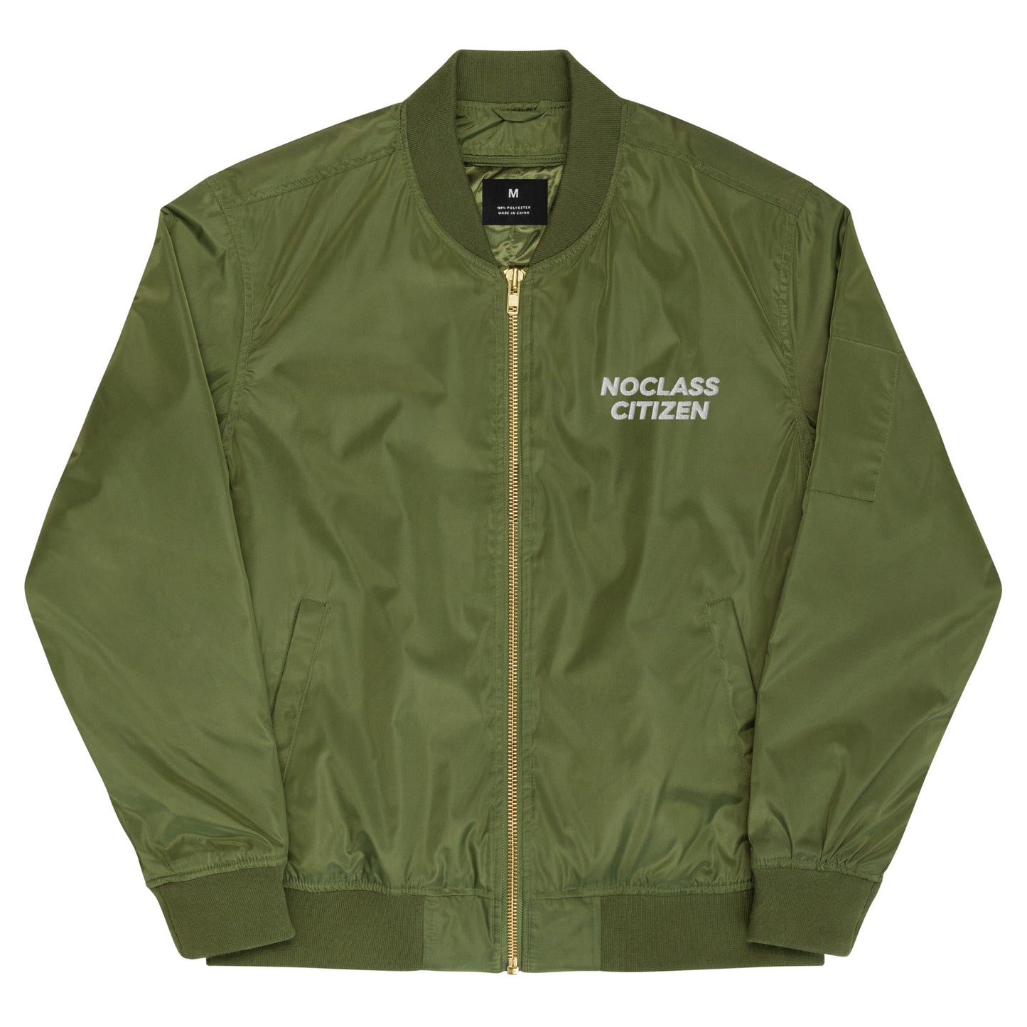 NOCLASS CITIZEN Text (Embroidered) TRANSPARENT BACKGROUND - [No Class $$$$] Top Tier Premium Bomber Jacket